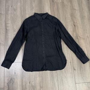 J.Crew Wren Slim Fit Shirt Sz 8 Tall Black Baird McNutt Irish Linen Long Sleeve